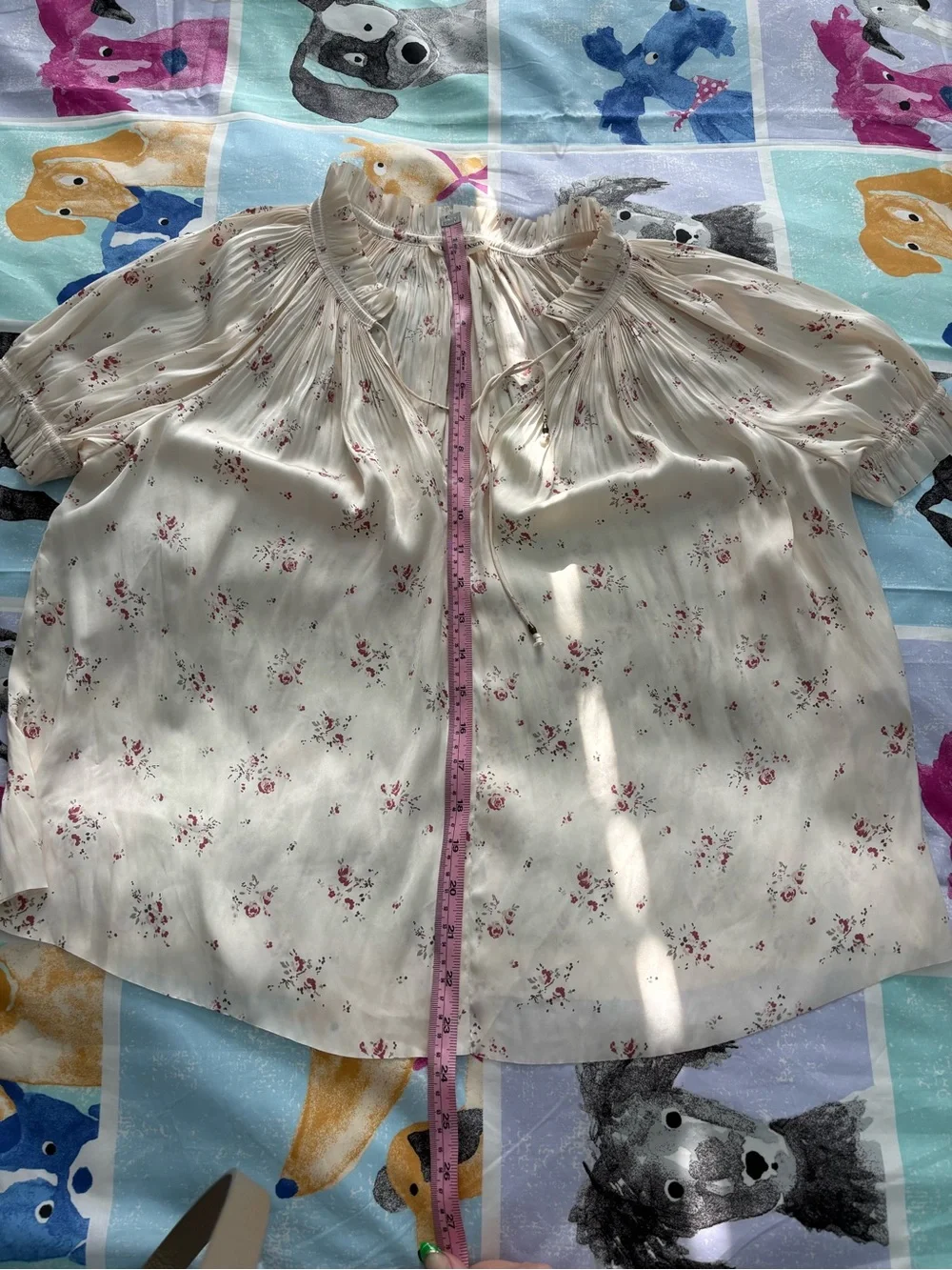 Ulla Johnson Pleat Short Sleeve Floral Top - Cream Size 2
